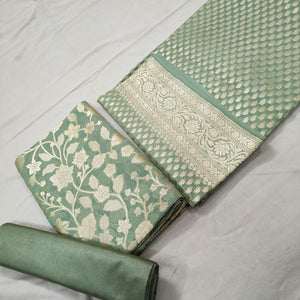 Light Green Handloom Georgette Silk Banarasi Suit