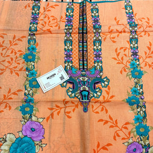 Light Orange and Firozi Printed Cotton Silk Salwar Suit