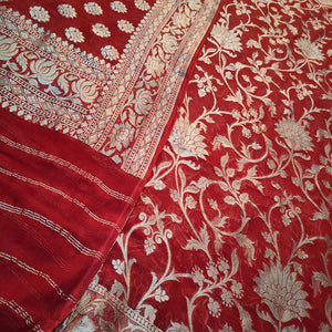 Maroon Water Zari Khaddi Chiffon Unstitched Banarasi Suit