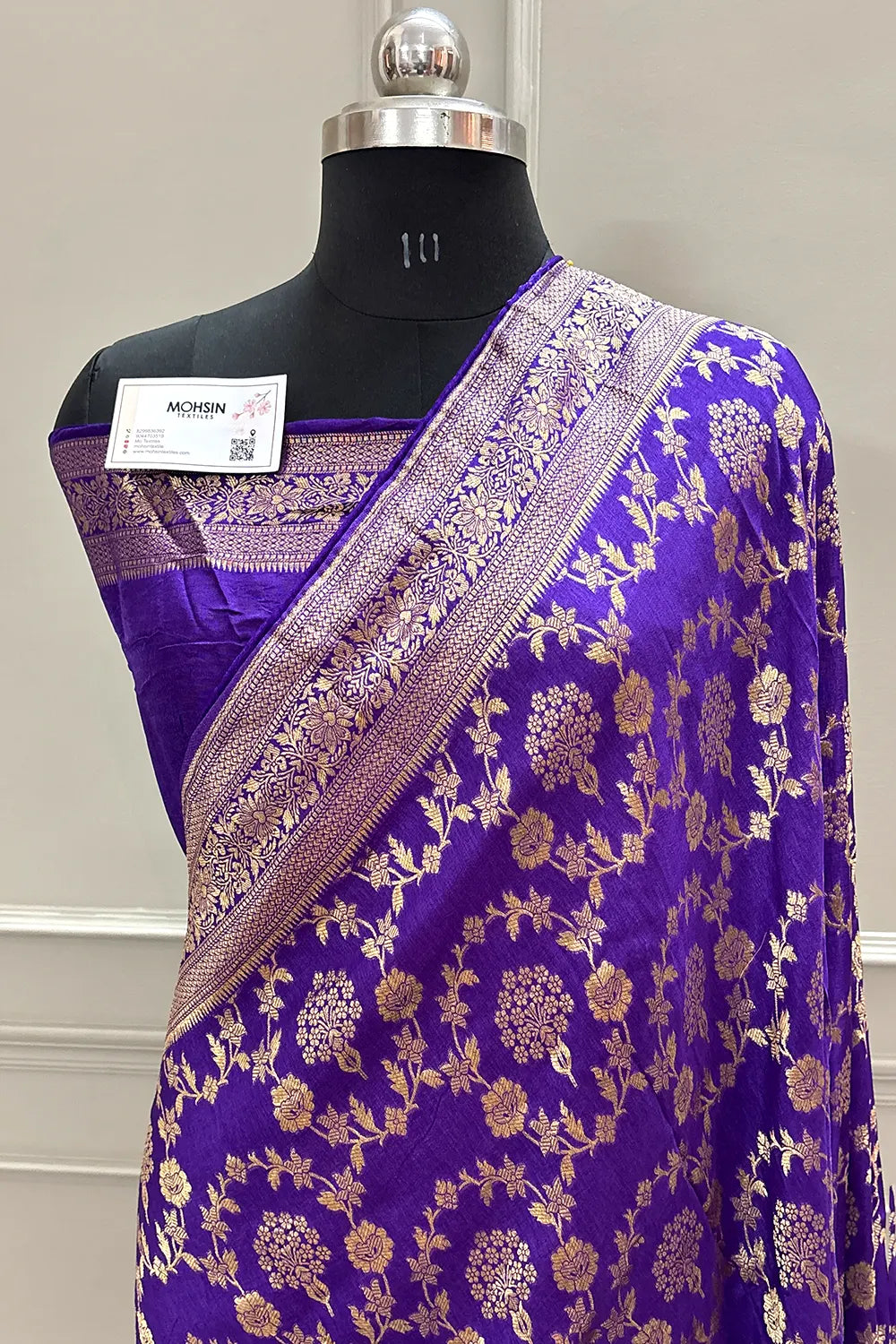 Magenta Golden Zari Georgette Silk Banarasi Saree