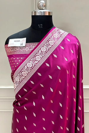 Magenta Golden Zari Katan Silk Banarasi Saree
