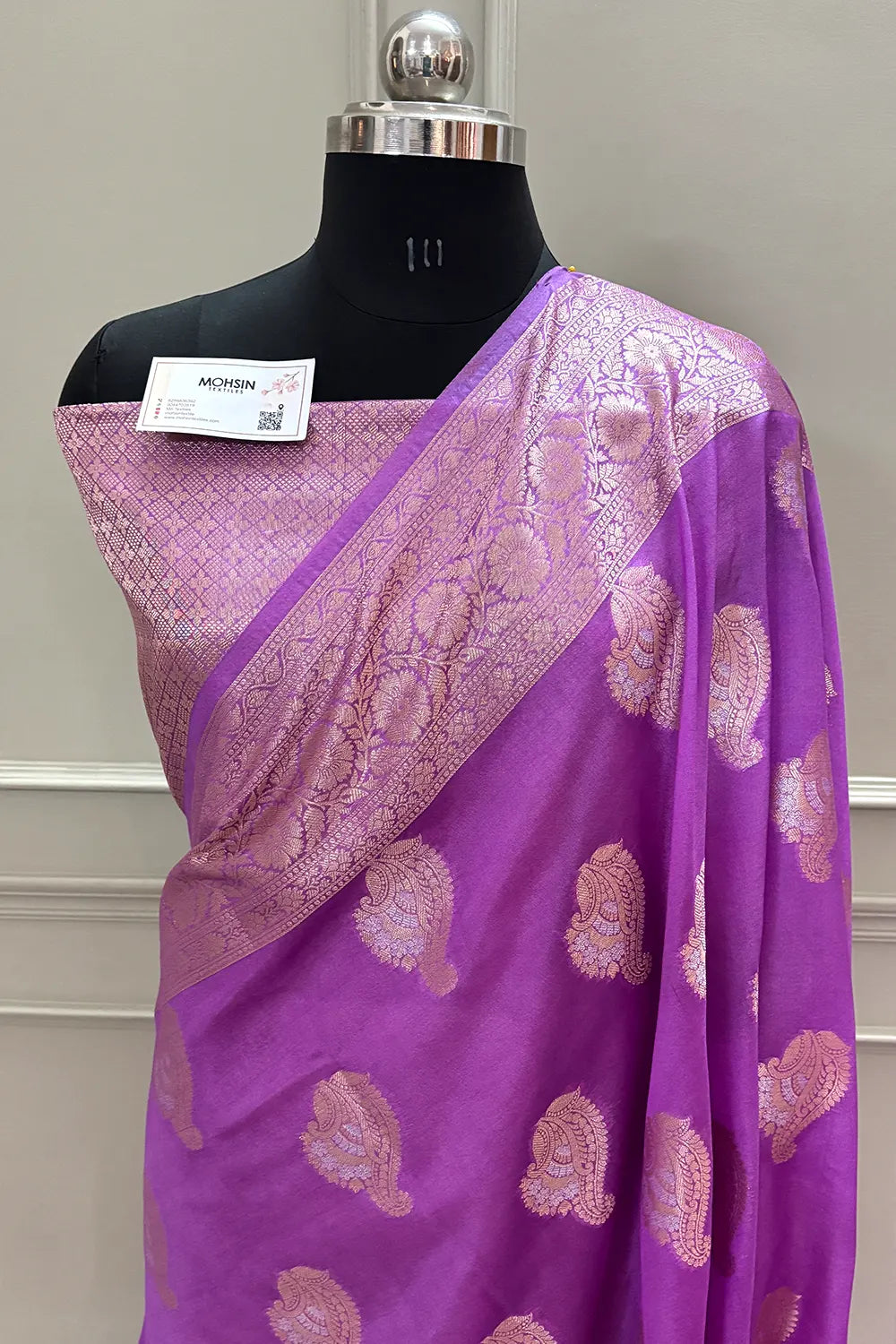 Magenta Golden Zari Organza Silk Banarasi Saree