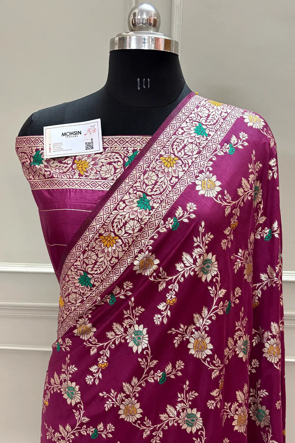 Magenta Resham Zari Silky Banarasi Saree