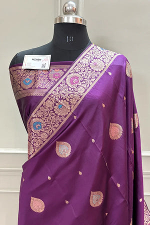 Magenta Resham Zari Silky Banarasi Saree