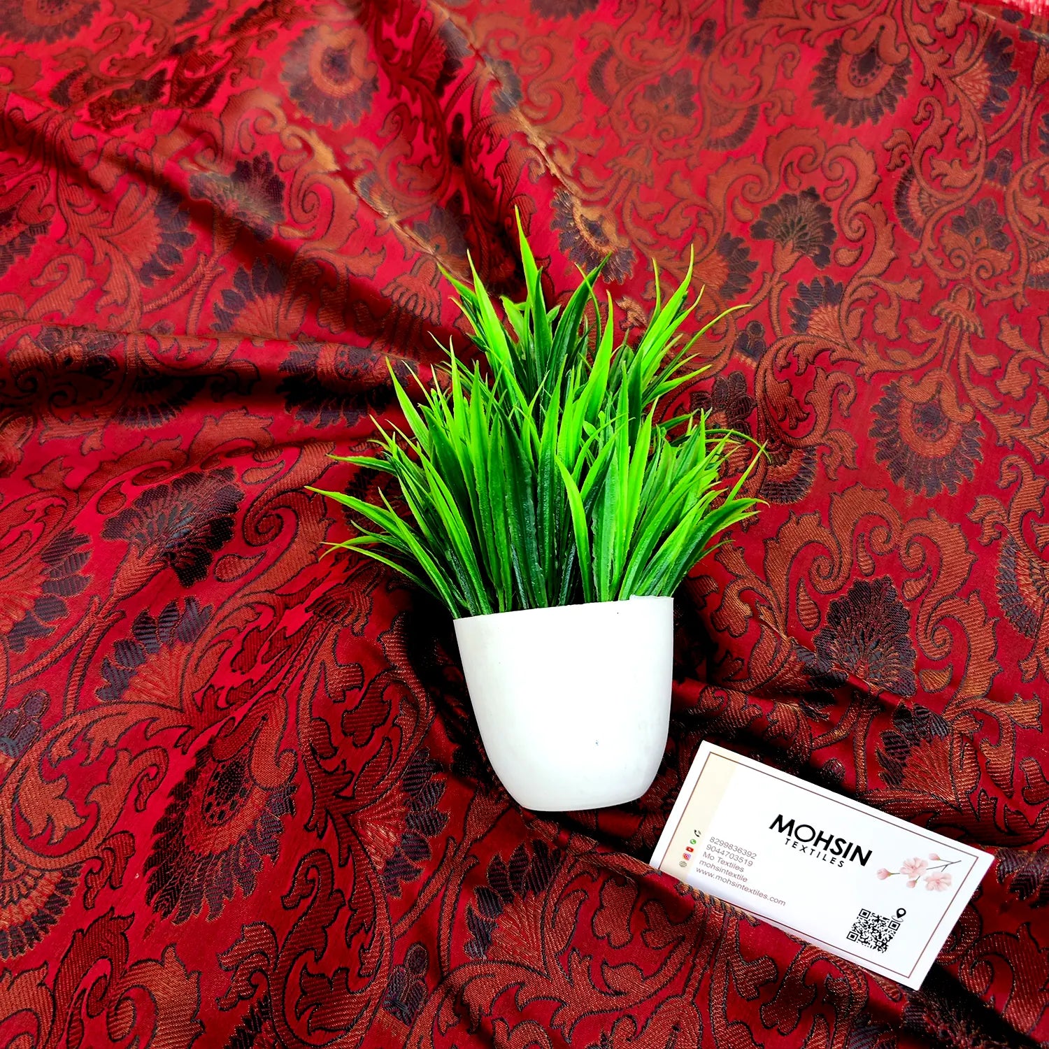 Maroon Brocade Kimkhab Silk Banarasi Fabric