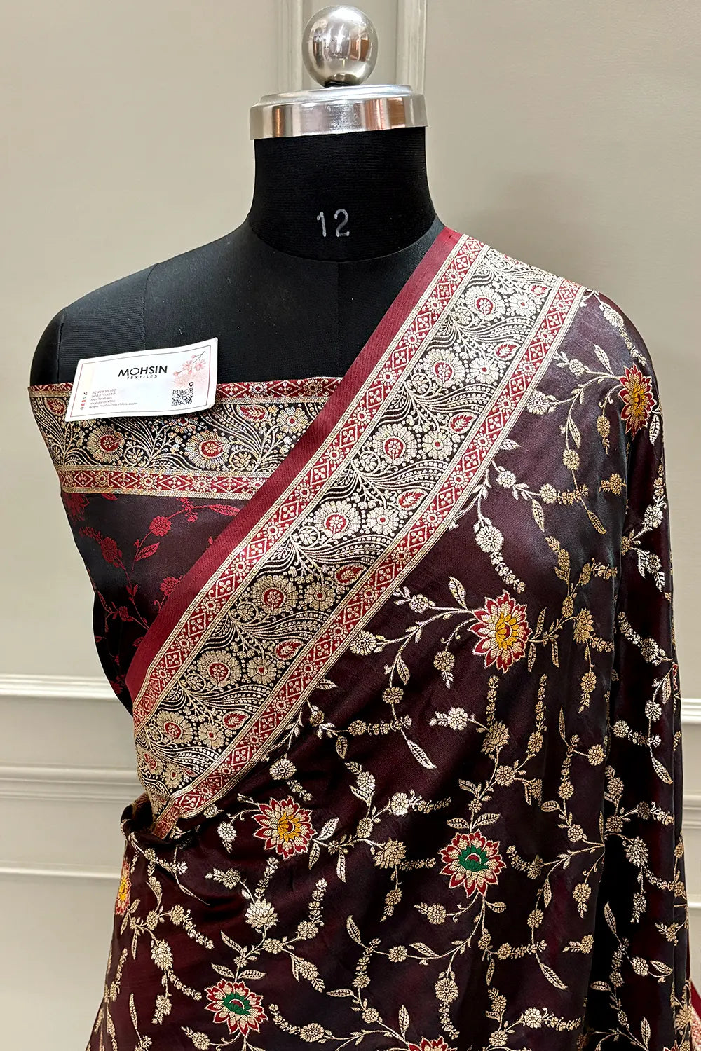 Maroon Golden Zari Katan Silk Banarasi Saree