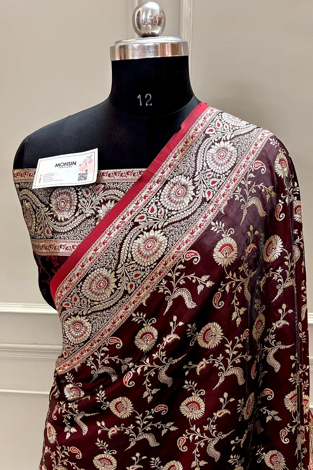 Maroon Golden Zari Katan Silk Banarasi Saree