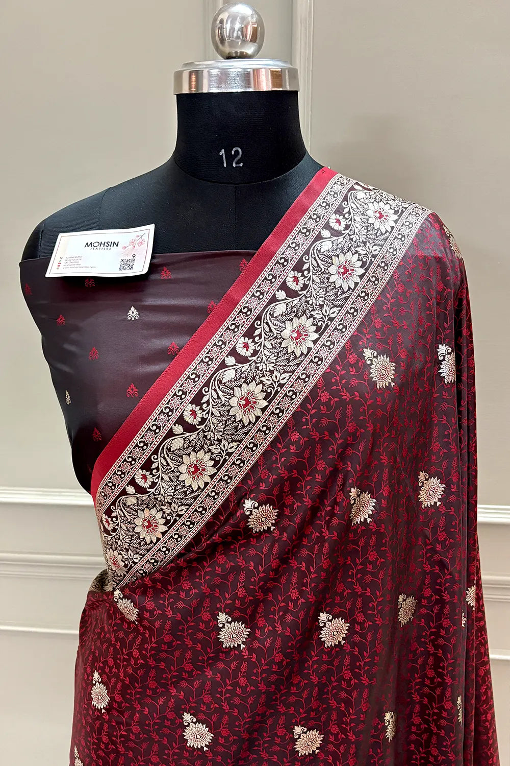 Maroon Golden Zari Katan Silk Banarasi Saree