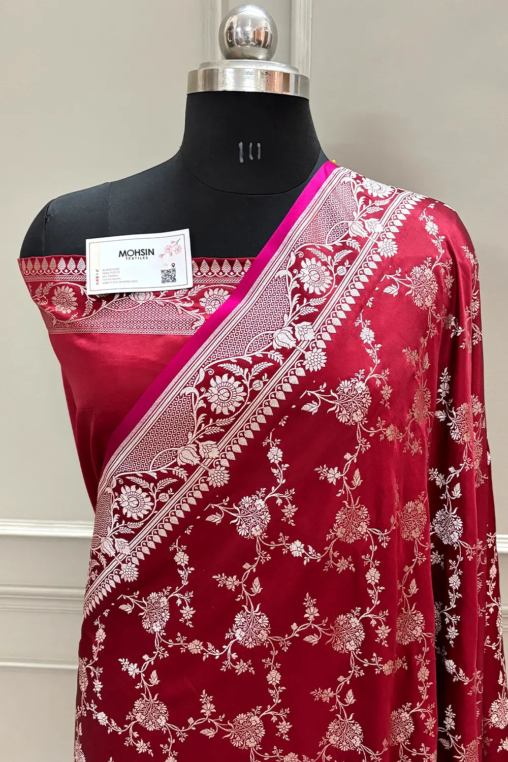 Maroon Jhanjaal Katan Silk Banarasi Saree