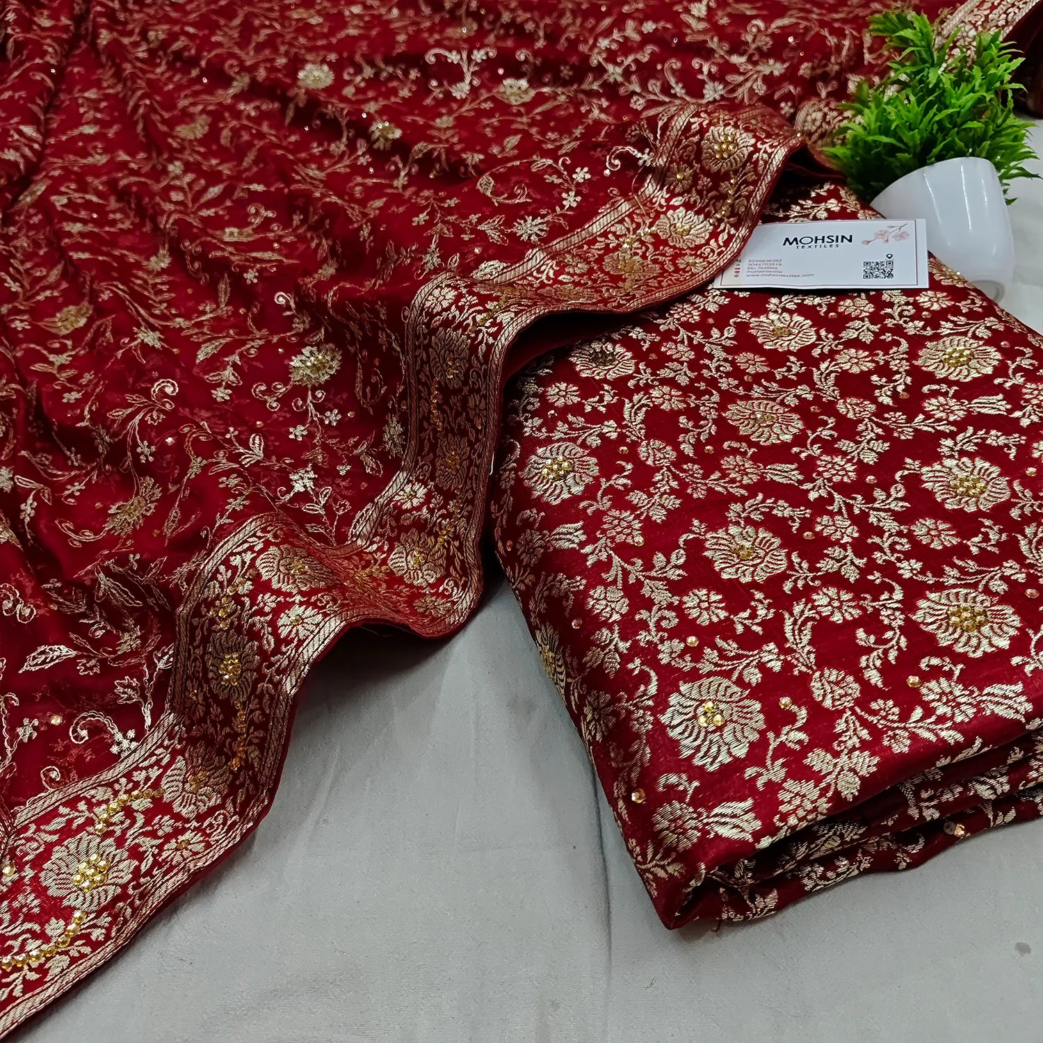 Maroon Stone Work Kimkhab Silk Banarasi Gharara