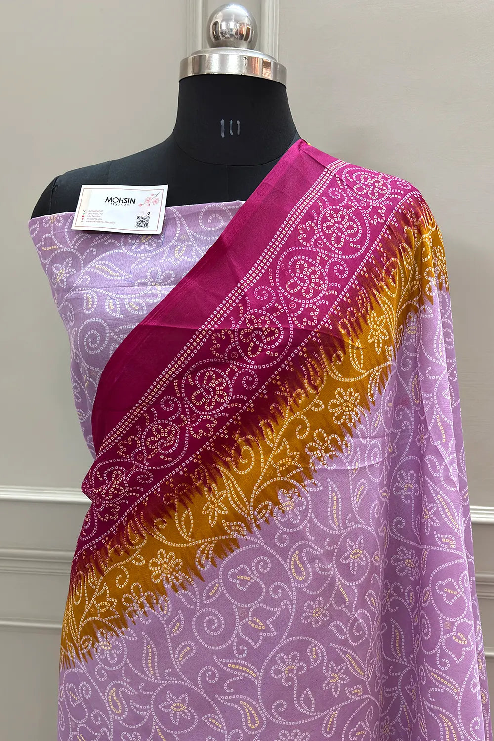 Mauve and Pink Printed Silky Banarasi Saree