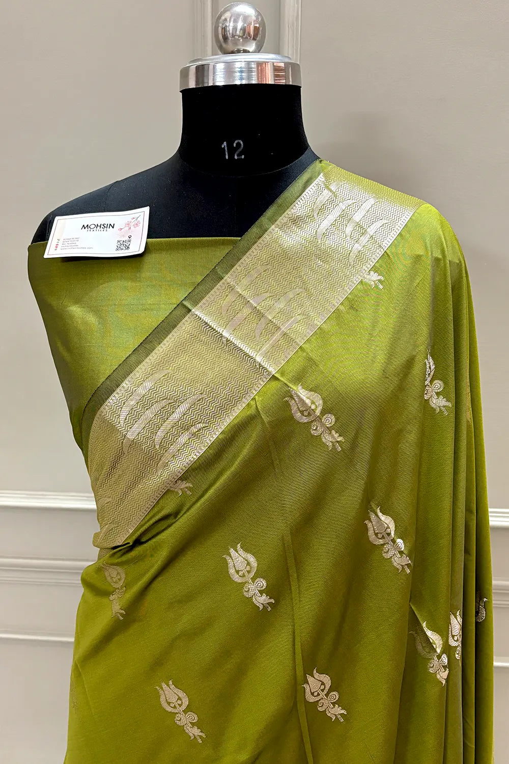 Mehendi Kalyug Satin Silk Banarasi Saree