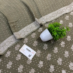 Mint Green Golden Zari Pure Georgette Silk Banarasi Suit