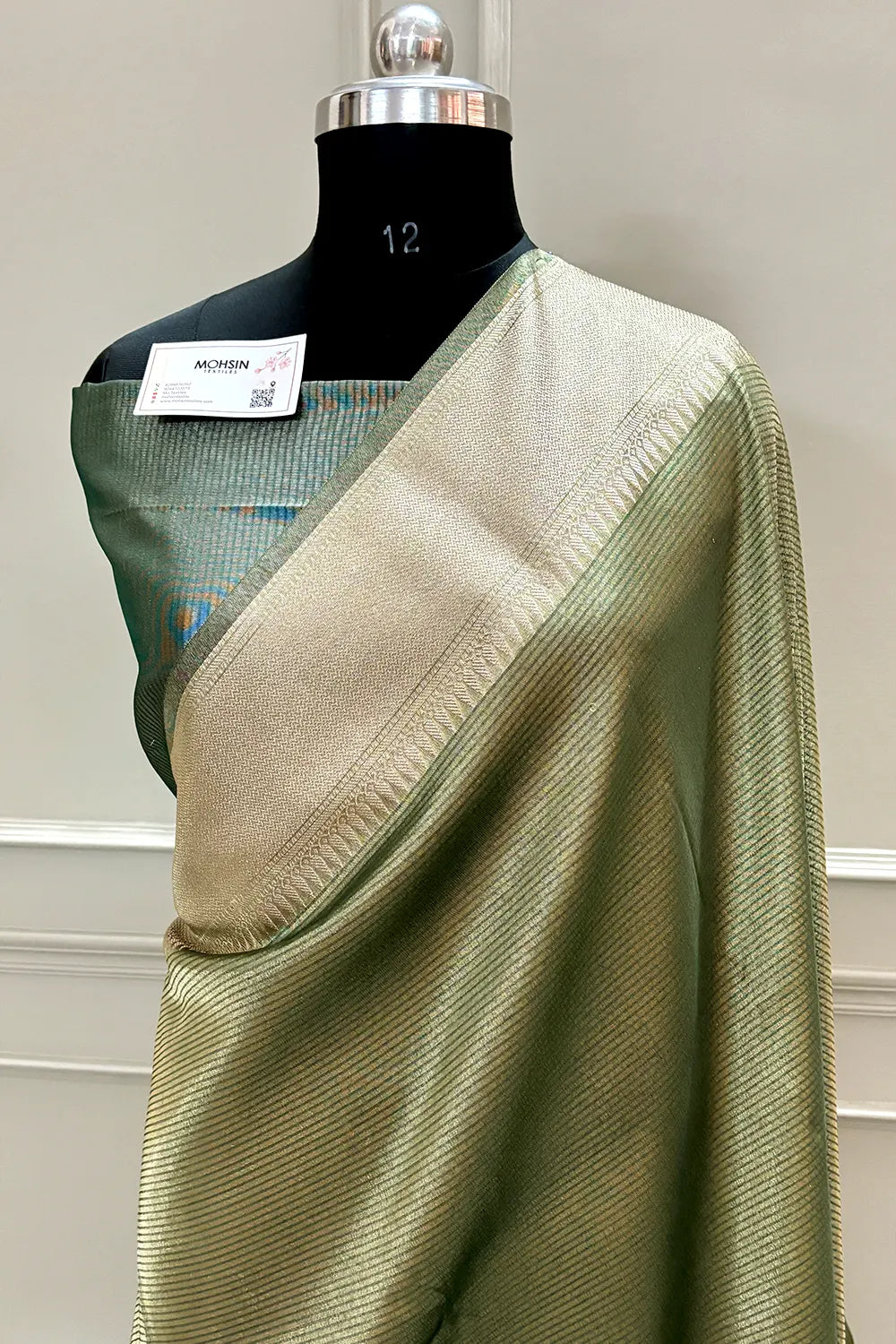 Mint Green Golden Zari Tissue Silk Banarasi Saree
