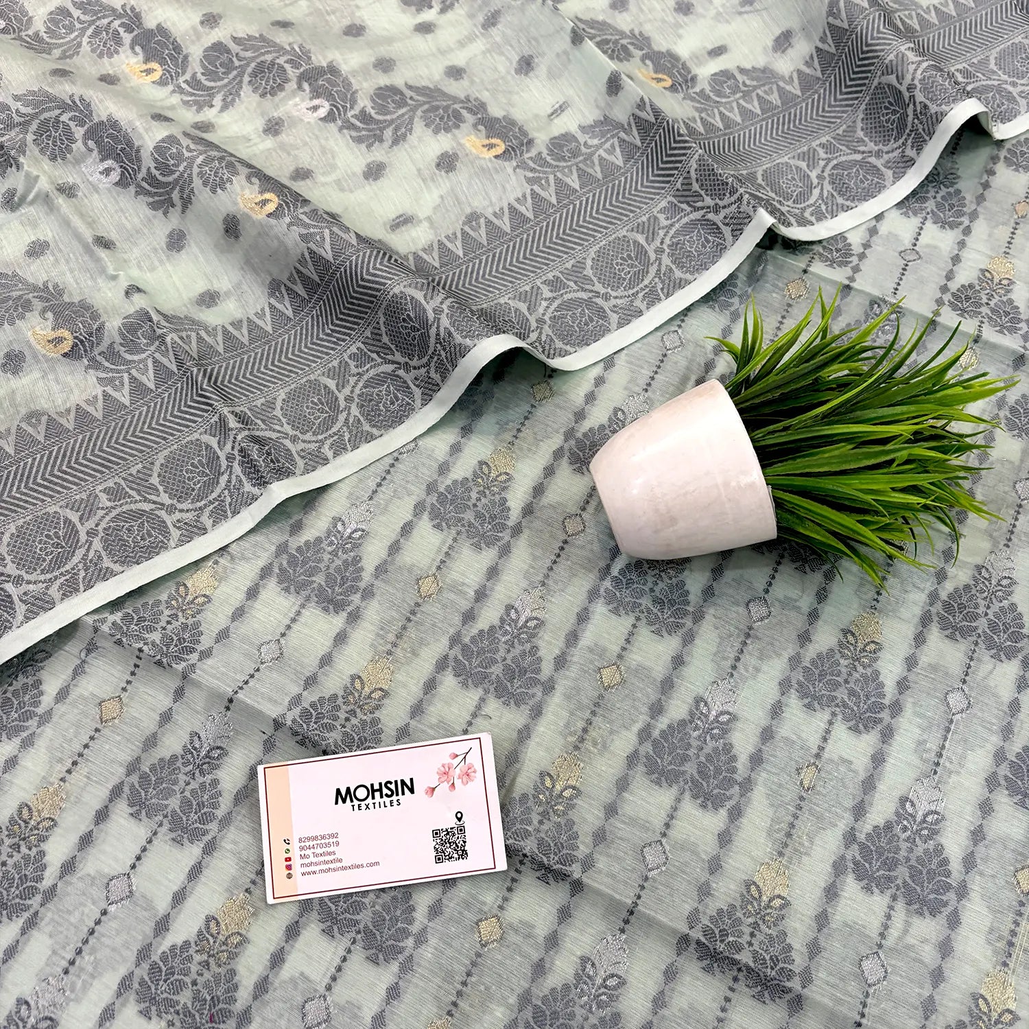 Mint Green Resham Zari Banarasi Silk Suit