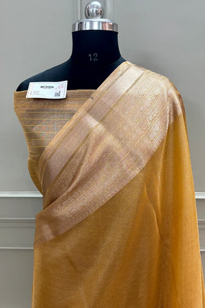 Mustard Golden Zari Tissue Silk Banarasi Saree