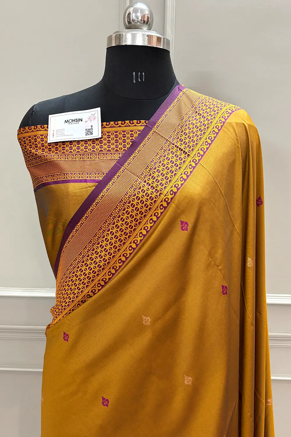 Mustard Resham Zari Butter Silky Banarasi Saree