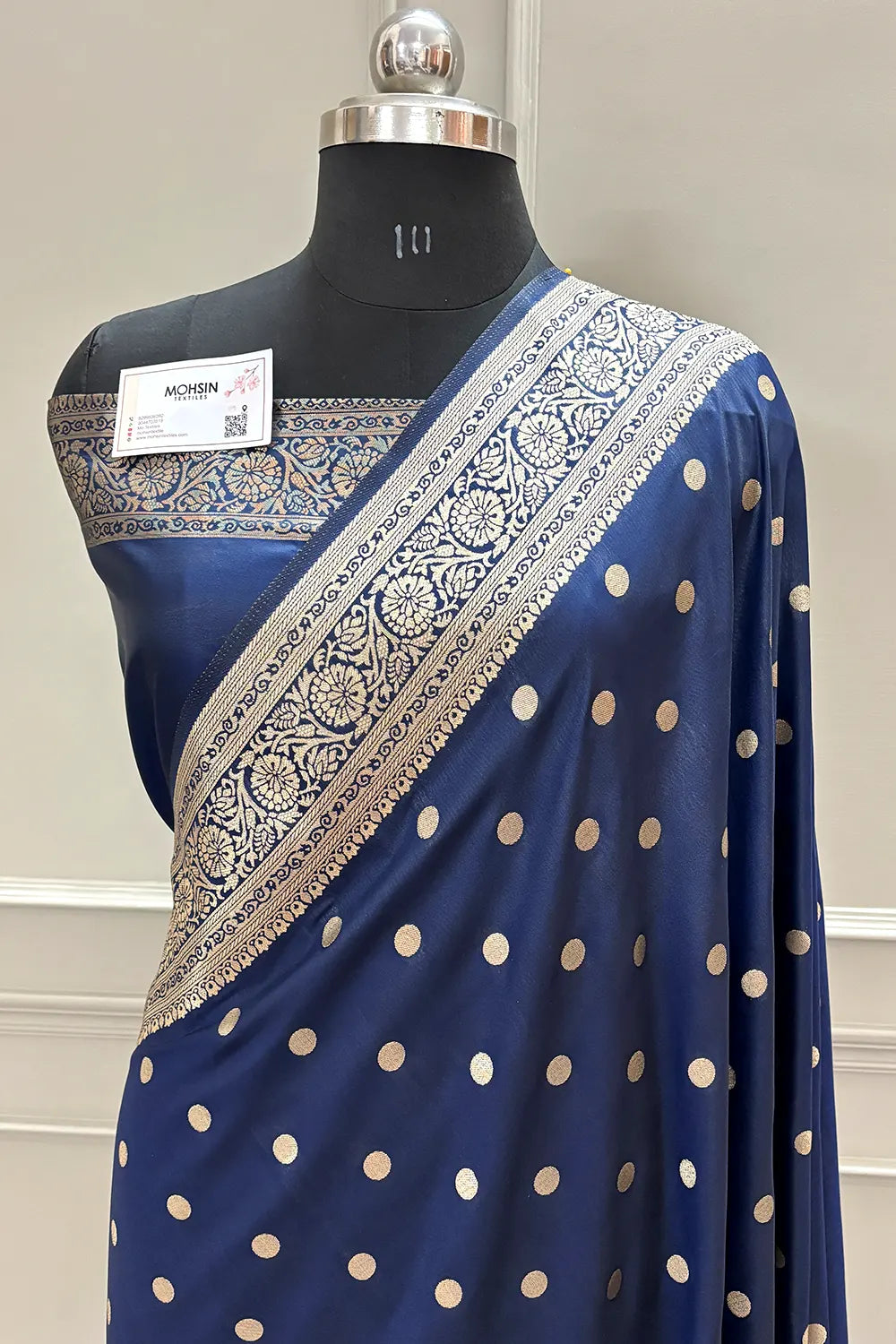 Navy Blue Golden Zari Silky Banarasi Saree