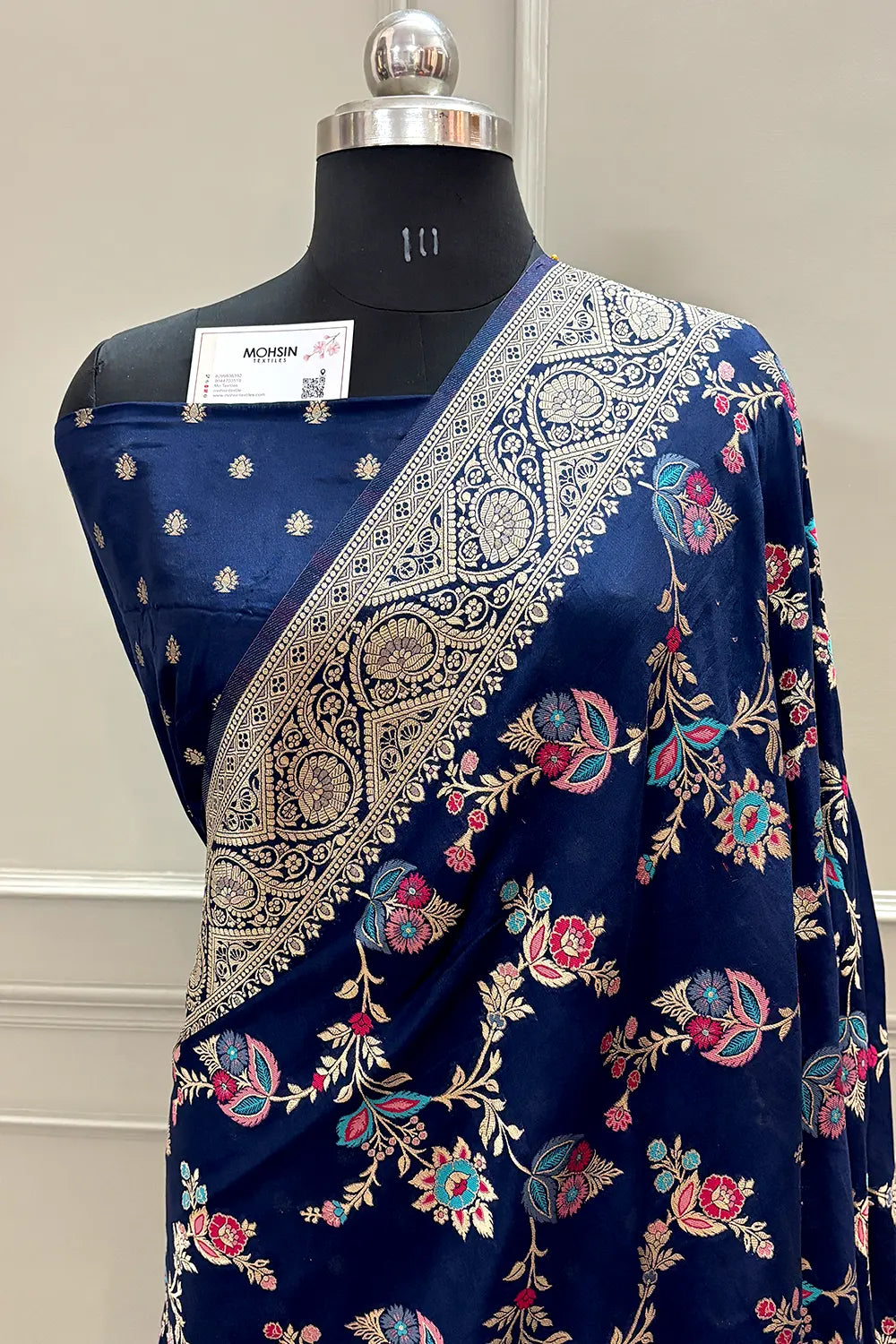 Navy Blue Golden Zari Silky Banarasi Saree