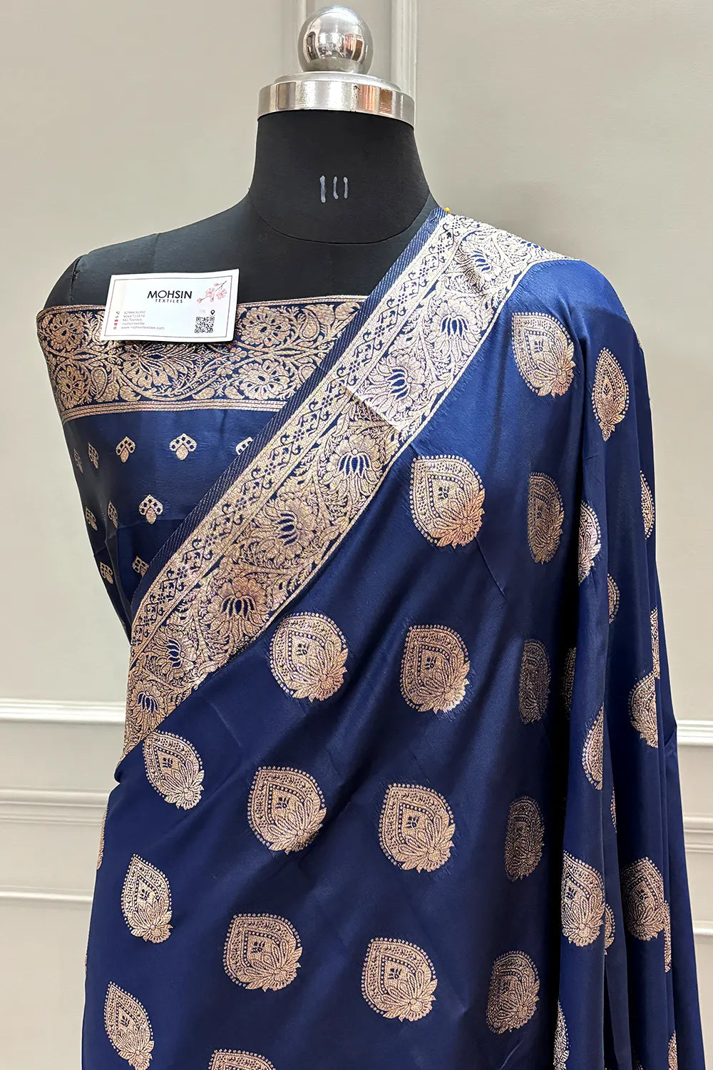 Navy Blue Golden Zari Silky Banarasi Saree