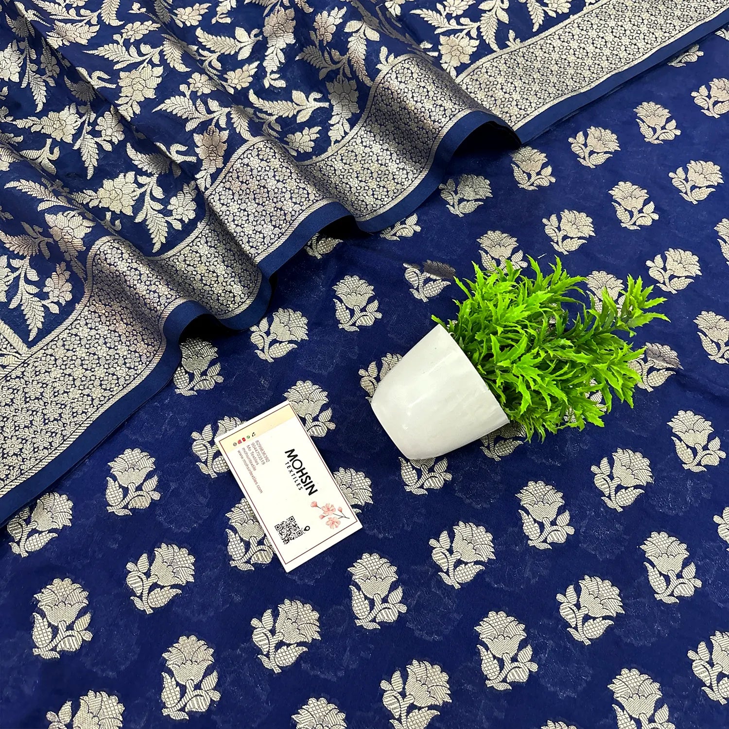 Navy Blue Shringar Katan Silk Banarasi Suit