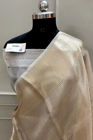 Nayanthara Beige Tissue Silk Banarasi Saree