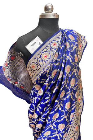 Nita Ambani Royal Blue Handloom Katan Silk Banarasi Saree