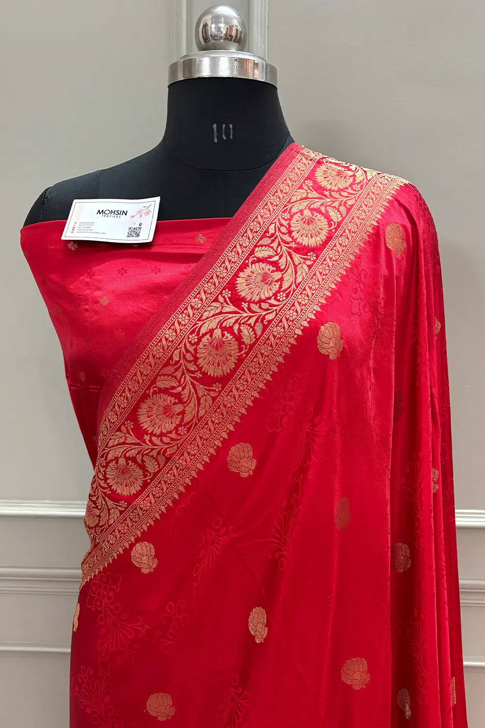 Peach Golden Zari Katan Silk Banarasi Saree