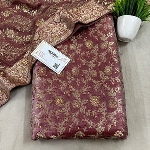 Peach Stone Work Kimkhab Silk Banarasi Gharara