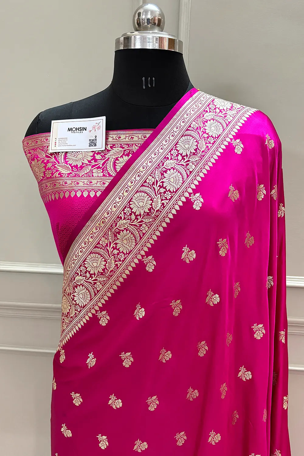 Pink Chaman Buti Katan Silk Banarasi Saree