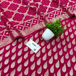 Pink Golden Zari Pure Georgette Silk Banarasi Suit