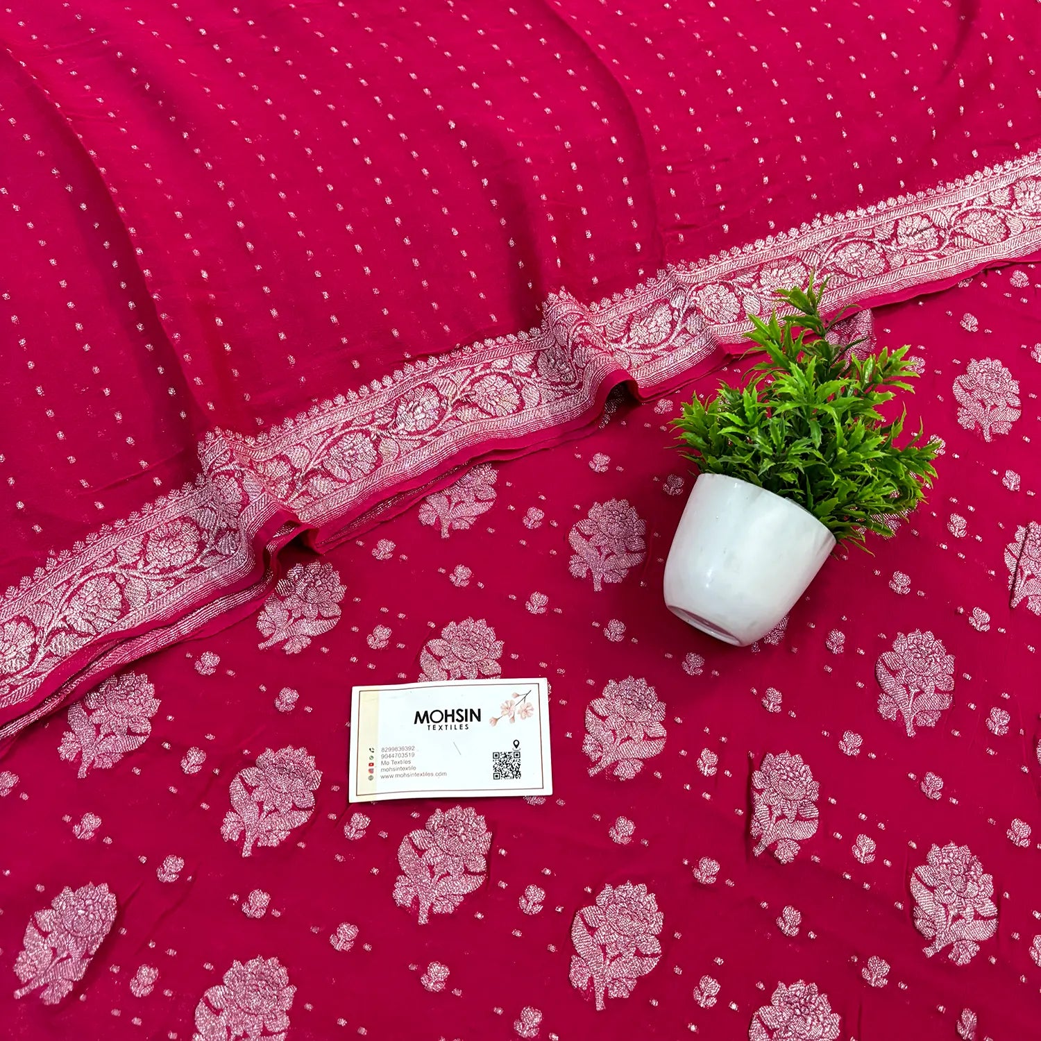 Pink Golden Zari Pure Georgette Silk Banarasi Suit