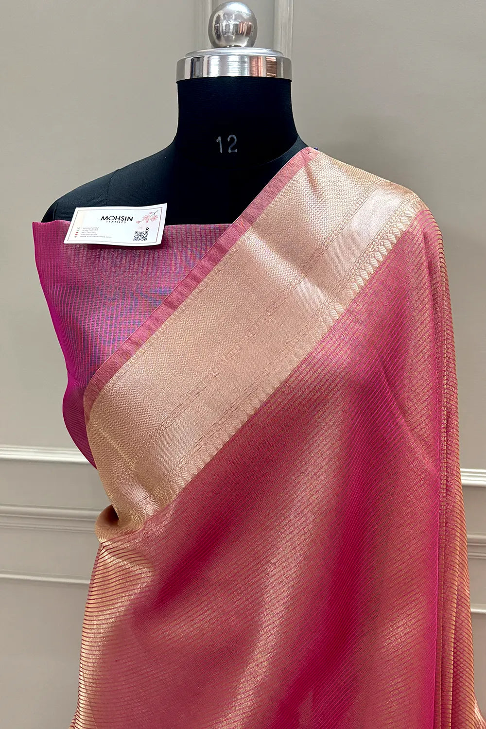 Pink Golden Zari Tissue Silk Banarasi Saree