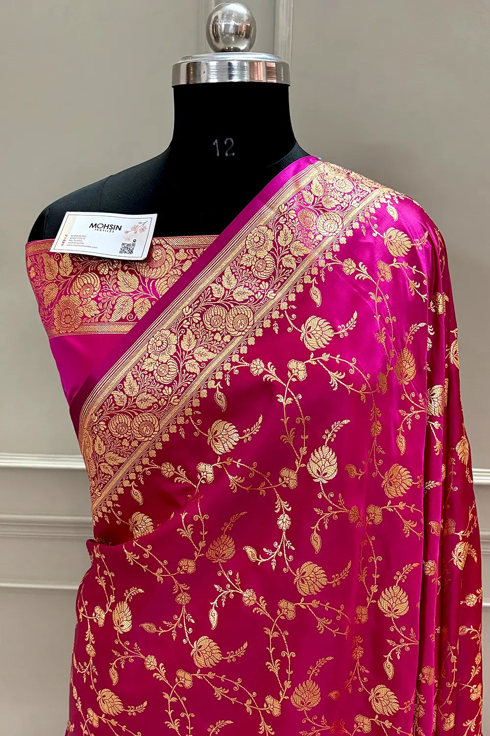 Pink Jangla Katan Silk Banarasi Saree