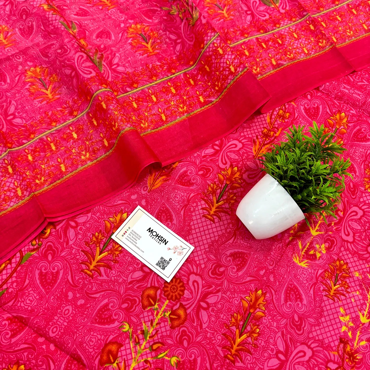 Pink Printed Cotton Silk Salwar Suit