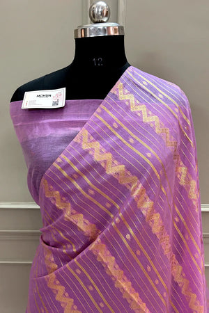 Pink Resham Zari Chanderi Silk Banarasi Saree