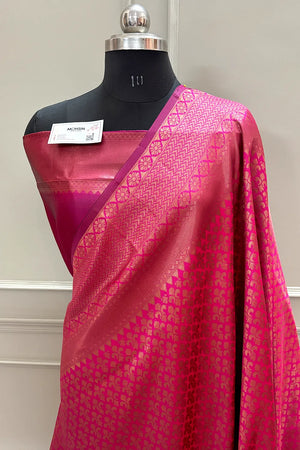Pink Resham Zari Silky Banarasi Saree