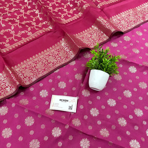 Pink Shaktiman Buti Satin Silk Banarasi Suit