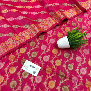 Pink Sindhuri Phool Resham Silk Banarasi Suit