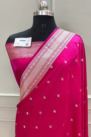 Pink Wazir Buti Katan Silk Banarasi Saree