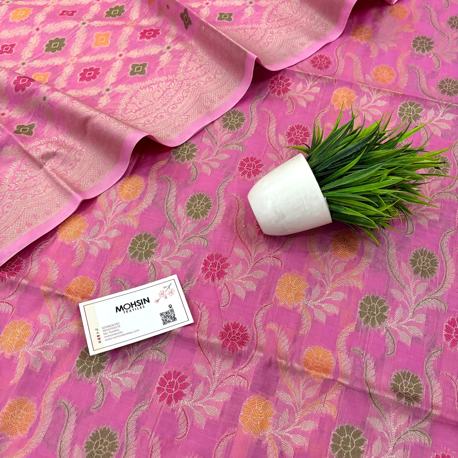 Pink Yoga Jaal Cotton Silk Banarasi Suit