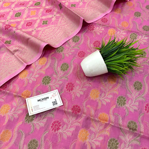 Pink Yoga Jaal Cotton Silk Banarasi Suit