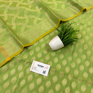 Pista Golden Zari Resham Silk Banarasi Suit