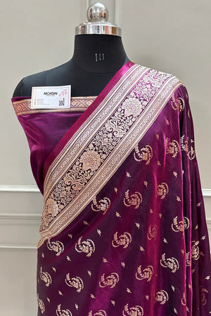 Purple Galaxy Buti Katan Silk Banarasi Saree