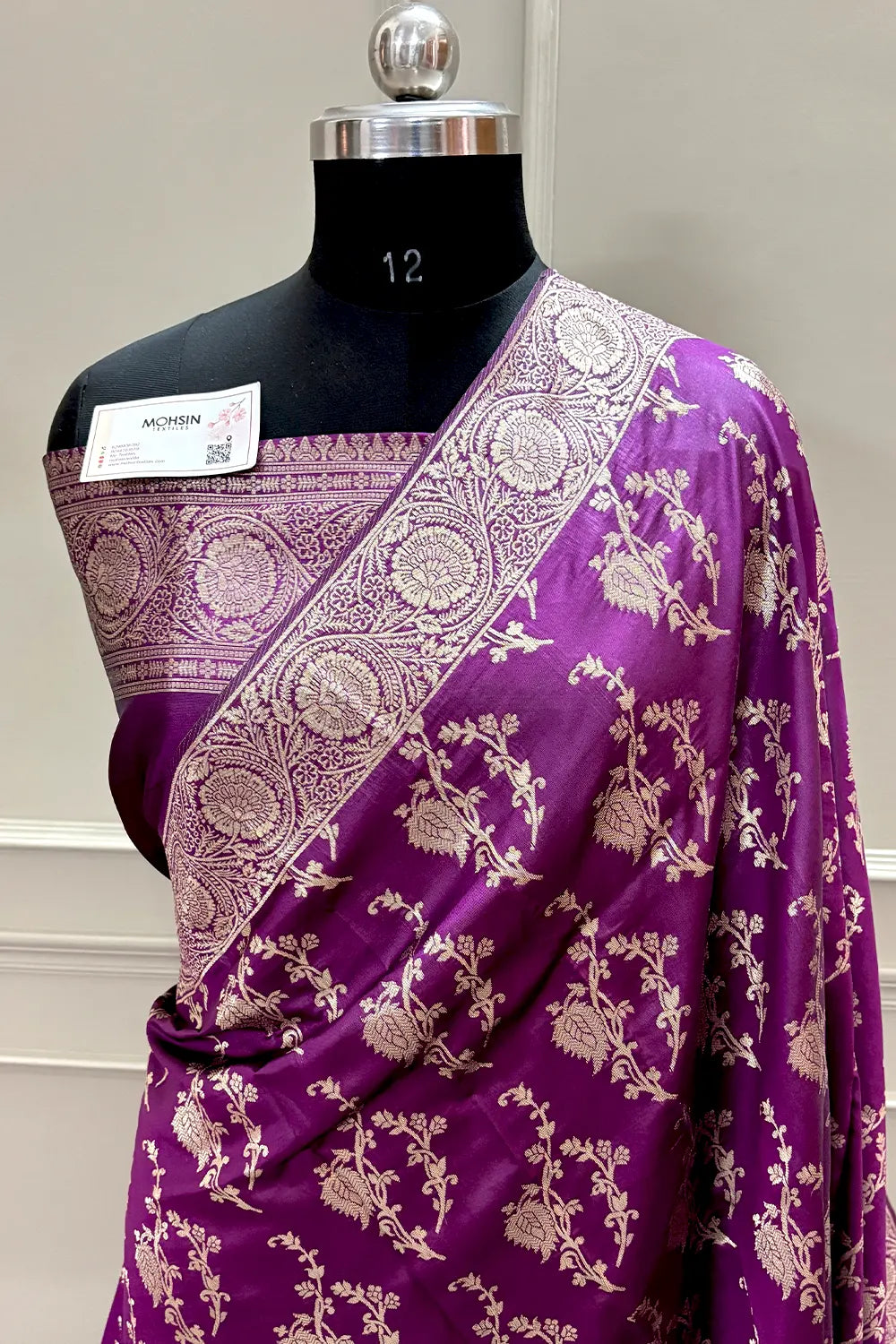 Purple Golden Zari Banarasi Silk Saree