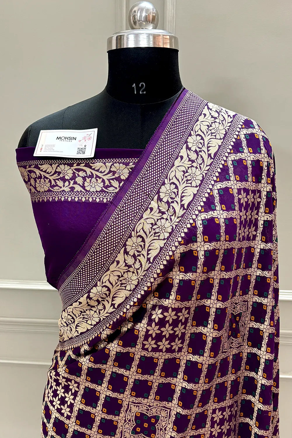 Purple Golden Zari Georgette Silk Banarasi Saree