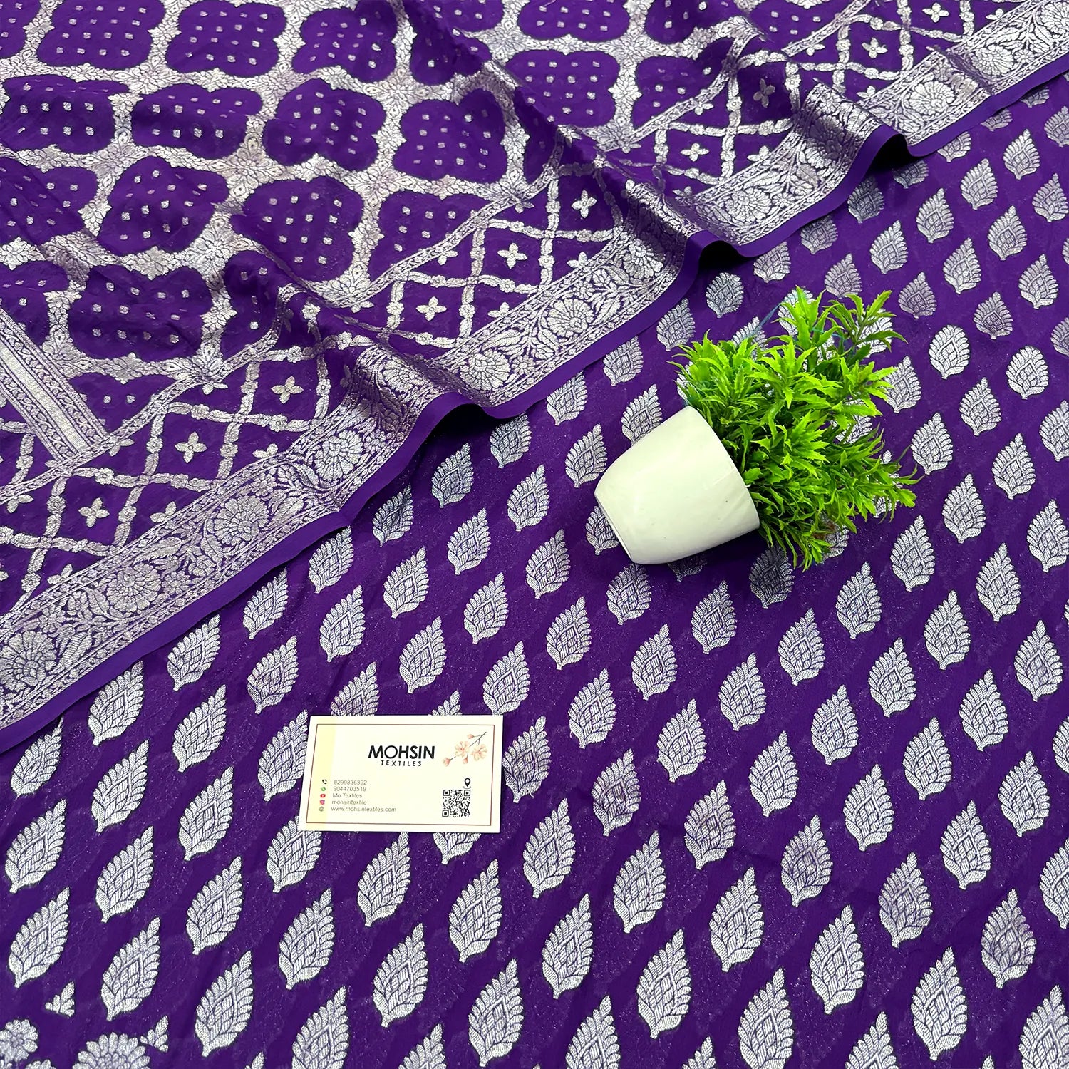 Purple Golden Zari Georgette Silk Banarasi Suit