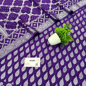 Purple Golden Zari Georgette Silk Banarasi Suit