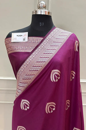 Purple Golden Zari Katan Silk Banarasi Saree