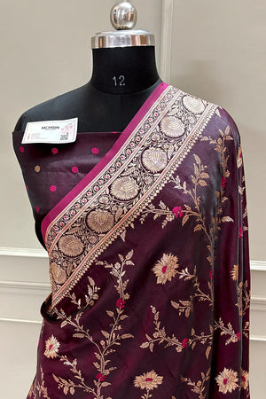 Purple Golden Zari Katan Silk Banarasi Saree